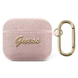 [20 + 1] GUESS GUA3SASMP AIRPODS 3 COVER PINK / PINK SAFFIANO SCRIPT METAL COLLECTION