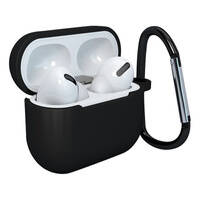 CASE FOR AIRPODS 3 SILICONE SOFT CASE FOR HEADPHONES + KEYCHAIN LOBSTER CLASP PENDANT BLACK (CASE D)