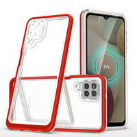 CLEAR 3IN1 CASE FOR SAMSUNG GALAXY A12 5G FRAME GEL COVER RED