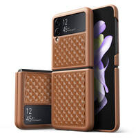 DUX DUCIS VENICE CASE FOR SAMSUNG GALAXY Z FLIP 4 LEATHER CASE BROWN