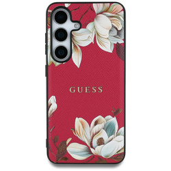 Etui Guess Grained Printed Flower         Pattern MagSafe do Samsung Galaxy S25 Ultra fuksja