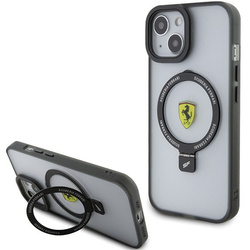 FERRARI FEHMP15SUSCAK IPHONE 15 / 14 / 13 6.1" BLACK/BLACK HARDCASE RING STAND 2023 COLLECTION MAGSAFE