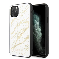 GUESS GUHCN65MGGWH IPHONE 11 PRO MAX WHITE/WHITE HARD CASE GLITTER MARBLE GLASS