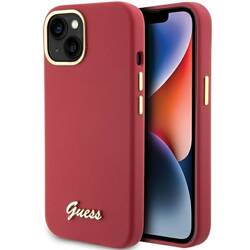 GUESS GUHCP15SSMBSLM IPHONE 15/14/13 6.1 "MAGENTA HARDCASE SILICONE SCRIPT METAL LOGO & FLAME