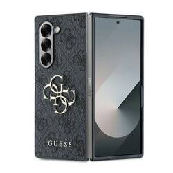 Guess GUHCZFD64GMGGR Z Fold6 F956 czarny/black Leather 4G Metal Logo