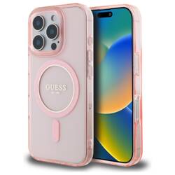 Guess GUHMP16LHFGEREP iPhone 16 Pro 6.3"  różowy/pink hardcase IML Glitter Circle MagSafe