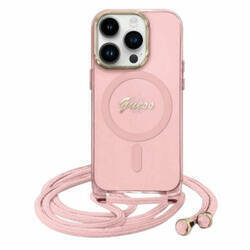 Guess GUHMP16SHCTSGNSP iPhone 16 6.1"     różowy/pink hardcase Crossbody Cord Script MagSafe