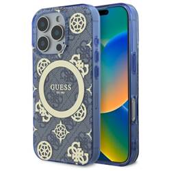 Guess GUHMP16XH4PYEEB iPhone 16 Pro Max   6.9" niebieski/blue hardcase IML Peony On 4G Background MagSafe