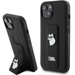 KARL LAGERFELD KLHCP15MGSACHPK IPHONE 15 PLUS / 14 PLUS 6.7 "BLACK / BLACK HARDCASE GRIPSTAND SAFFIANO CHOUPETTE PINS