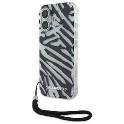 Karl Lagerfeld KLHCP16SHZBPKCCK iPhone 16 6.1" czarny/black hardcase IML Zebra Pattern & Cord