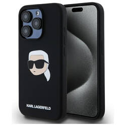 Karl Lagerfeld KLHMP15LSKHPPLK iPhone 15  Pro 6.1" czarny/black hardcase Silicone Karl Head Print MagSafe