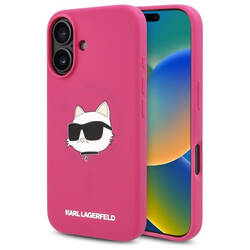 Karl Lagerfeld KLHMP16SSCHPPLF iPhone 16 6.1" fuksja/fuschia hardcase Silicone Choupette Head Print MagSafe