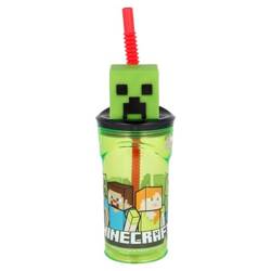 MINECRAFT PLASTIC BOTTLE  3D WITH TUBE 360ML
