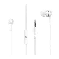 Motorola Pace 105 - wired stereo in-ear headphones with microphone - Alexa, Siri Google Assistant - White