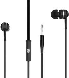 Motorola Pace 105 - wired stereo in-ear headphones with microphone - Alexa, Siri Google Assistant - black