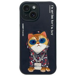 Nimmy etui iPhone 15 6.1" czarny/black    Glasses Cool Cat