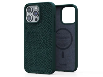 Njord "Salmon Leather MagSafe" Cover for Apple iPhone 15 Pro Max, green