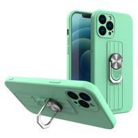 RING CASE SILICONE CASE WITH FINGER GRIP AND STAND FOR IPHONE 13 MINT