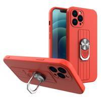 RING CASE SILICONE CASE WITH FINGER GRIP AND STAND FOR SAMSUNG GALAXY A72 4G RED