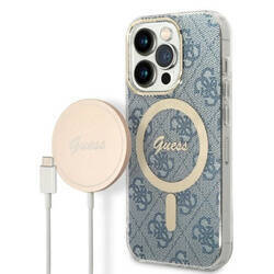 SET GUESS GUBPP14XH4EACSB CASE+ CHARGER IPHONE 14 PRO MAX 6.7 "BLUE/BLUE HARD CASE 4G PRINT MAGSAFE