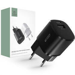 TECH-PROTECT C20W MINI 2-PORT NETWORK CHARGER PD20W/QC3.0 BLACK