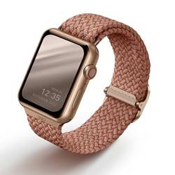 UNIQ ASPEN APPLE WATCH 44/42/45 MM SERIES 1/2/3/4/5/6/7/8/9/9/SE2 BRAIDED PINK/GRAPEFRUIT PINK BELT