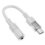Adapter AUX USB C do Jack 3,5 mm Hoco 0,15 m LS37 transparentny szary