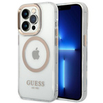 Guess GUHMP14XHTRMD iPhone 14 Pro Max6,7" złoty/gold hard case Metal Outline Magsafe