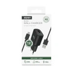 Xqisit USB A 2.4A Wall Charger + 1m USB-C Cable Black