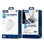 JELLICO wall charger EU20 GaN PD 65W 2xUSB-C + 1xUSB QC3.0 White