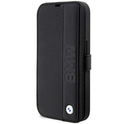 Etui BMW Leather Textured & Stripe na iPhone 14 Pro Max - czarne