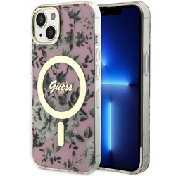 Guess GUHMP14MHCFWSP iPhone 14 Plus/ / 15 Plus 6.7" różowy/pink hardcase Flower MagSafe