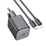 Ładowarka sieciowa do telefonu Hoco USB C QC PD 20W + kabel USB C do Lightning N40 czarna