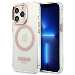 Guess GUHMP13XHTRMP iPhone 13 Pro Max6,7" różowy/pink hard case Metal Outline Magsafe