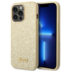 Guess GUHCP14LHGGSHD iPhone 14 Pro6,1" złoty/gold hard case Glitter Script