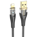 Kabel USB A do Lightning Hoco 2,4A 1,2 m U121 czarny transparentny