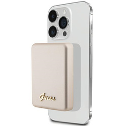 Guess Powerbank indukcyjny 15WGUPBM5ALGSGD 5000mAh złoty/gold MagSafe Metal Script Logo