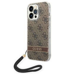 Guess GUOHCP14XH4STW iPhone 14 ProMax 6,7" brązowy/brown hardcase 4G Print Strap