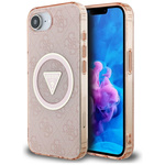 Etui Guess IML Metal Glitter 4G Circle   Triangle MagSafe do iPhone 16e różowy