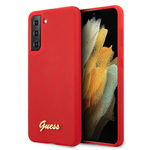 Guess GUHCS21MLSLMGRE S21+ G996czerwony/red hardcase Silicone Script Metal Logo