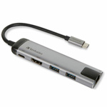Verbatim Adapter Hub USB-C - USB-C/      2xUSB-A 3.0/HDMI/Eternet aluminiowy/aluminum 49141