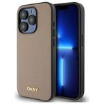 DKNY DKHMP15LPGHLME iPhone 15 Pro 6.1"   beżowy/beige hardcase Grained Metal Logo MagSafe