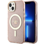 Guess GUHMP14MHCMCGP iPhone 14 Plus/ 15 Plus 6.7" różowy/pink hardcase Glitter Gold MagSafe