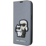 Karl Lagerfeld KLBKP14XSANKCPG iPhone 14 Pro Max 6.7" bookcase silver/silver Saffiano Karl &amp; Choupette
