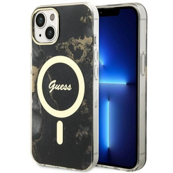 Guess GUHMP14MHTMRSK iPhone 14 Plus/ 15 Plus 6.7" czarny/black hardcase Golden Marble MagSafe