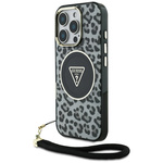 Etui Guess HC IML Leopard Triangle Cord  Strap do iPhone 16 Pro MagSafe czarny