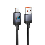 Kabel USB A do USB C Hoco 5A z wyświetlaczem 1 m X118 czarny