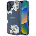 Etui Guess Grained Printed Flower        Pattern MagSafe do iPhone 16 niebieski