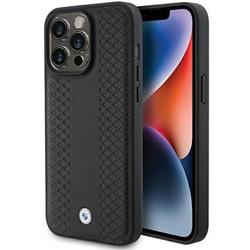 BMW Leather Diamond Pattern case for iPhone 15 Pro Max - black