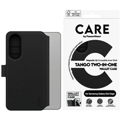 Etui CARE by PanzerGlass Feature Tango   2w1 Wallet Qi do Samsung Galaxy S25 Edge czarny